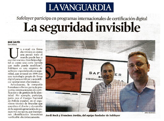 Safelayer - Media relations